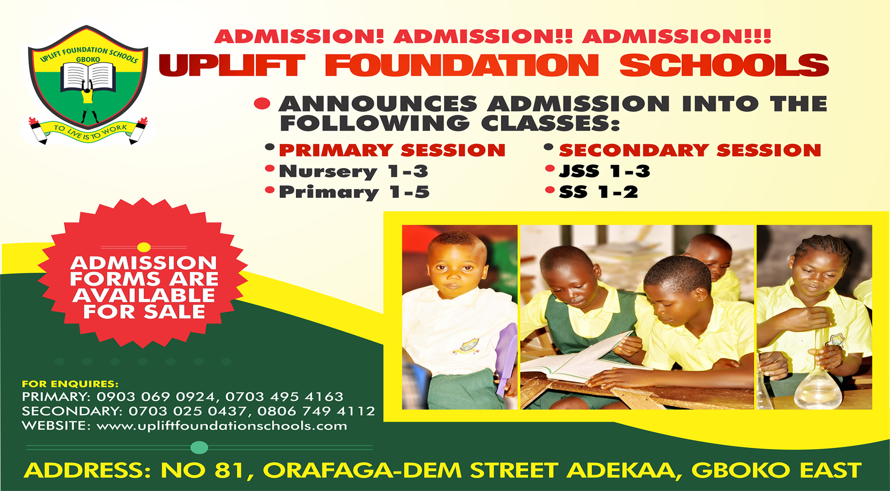 UPLIFT FOUNDATION SCHOOLS ADMISSION